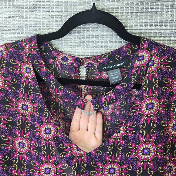 Ashley Stewart Top Blouse Womens Plus Size 22 24W Sheer Colorful Fairy Whimsy - Picture 8 of 12